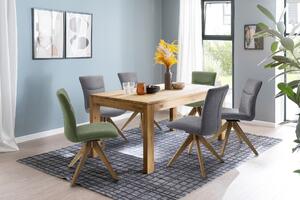 Set 2 scaune rotative tapitate cu stofa si picioare din lemn, Odense Verde Olive / Stejar, l50xA66x93 cm