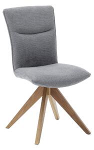Set 2 scaune rotative tapitate cu stofa si picioare din lemn, Odense Gri / Stejar, l50xA66x93 cm