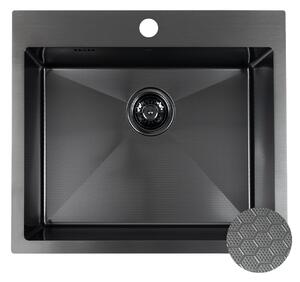 Laveo Malawi, chiuvetă din oțel inoxidabil cu 1 compartiment 580x500x200 mm, neagră, LAV-SLM_710H