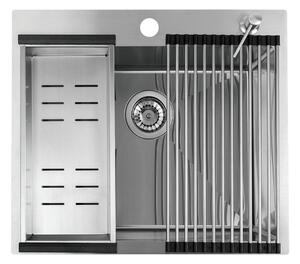 Laveo Malawi, chiuvetă din oțel inoxidabil cu 1 compartiment și accesorii 580x500x200 mm, oțel, LAV-SLMA010D