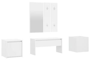 Set de mobilier pentru hol, alb extralucios, lemn prelucrat