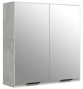 Dulap de baie cu oglindă, gri beton, 64x20x67 cm