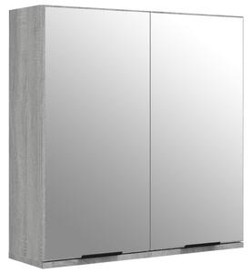 Dulap de baie cu oglindă, gri sonoma, 64x20x67 cm