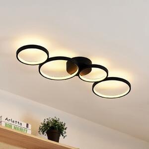 Lindby plafonieră LED Evengeline, negru, aluminiu, 88 cm