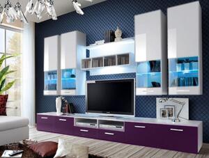 Z0ND0 Mobilier living Aston 2 (alb + violet) (cu iluminat). 611006