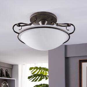Lindby plafonieră Rando, argint antic, sticlă, Ø 50 cm, E27
