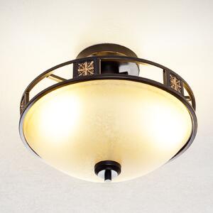 Trio Lighting Plafonieră Caecilia în stil antic, 42 cm, reglabil, Maro / Rugină, Camera de zi / sufragerie, Sticlă, Antichitate
