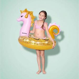 Bestway Shimmering Floating Rubber 115x104cm - Căluț de mare #gold-pink