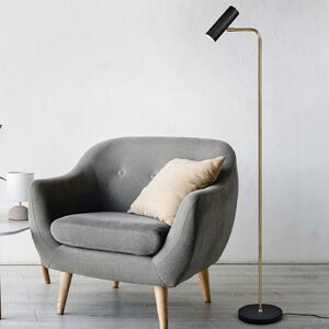 Trio Lighting Marley lampadar, negru/zahăr, înălțime 151 cm, metal, Auriu / Alamă, Camera de zi / sufragerie, Metal, Modern, Umbrelă în picioare