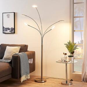 Lindby Lampadar LED Anea, 179 cm, 5 becuri, culoare nichel, Metalic, Camera de zi / sufragerie, Metal, Modern