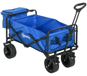Outsunny Cărucior Pliabil de Exterior cu Geantă Frigorifică Detașabilă, Capacitate 100kg, Ideal pentru Grădină și Camping, Albastru | Aosom Romania