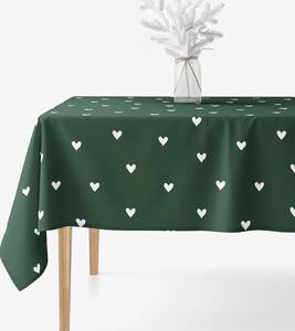 Goldea față de masă 100% bumbac - inimioare pe verde închis 120 x 160 cm