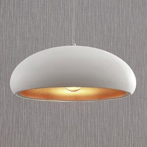 Lindby Lampă suspendată Gerwina, alb/galben, metal, 40 cm, E27, reglabil, Alb, Camera de zi / sufragerie, Metal, Modern