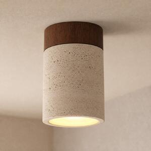 Lucande Plafonieră Carlotta, Ø 12 cm, bej, beton, E27, reglabil, Bej, Camera de zi / sufragerie, Beton, Modern