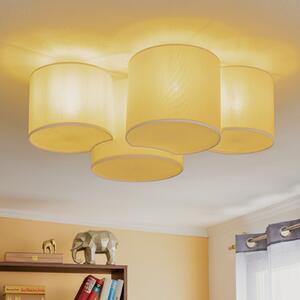 TK Lighting Plafonieră Mona cu 4 becuri, alb, reglabil, Alb, dormitor, Țesătură / Textil, Modern