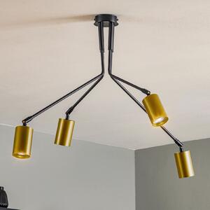 EMIBIG LIGHTING Plafonieră Verno 4 Black în negru și auriu, reglabil, Negru, Camera de zi / sufragerie, Metal, Modern