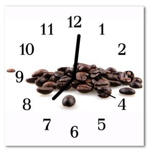 Ceas de perete din sticla pătrat Boabe de cafea Alimente și băuturi Brown