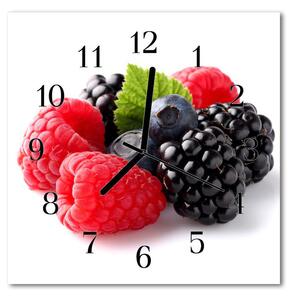 Ceas de perete din sticla pătrat Berry Alimente și băuturi roșu, negru