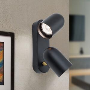 ORION Aplică de perete Bradley 2 becuri, pivotantă, reglabil, Negru, Camera de zi / sufragerie, Metal, Modern