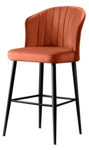 Set 4 scaune bar RUBI, caramiziu/negru, stofa catifelata/metal, 52x42x