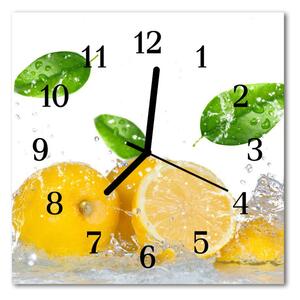 Ceas de perete din sticla pătrat Lemon Food and Drinks Yellow