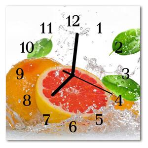 Ceas de perete din sticla pătrat Grapefruit Alimente și băuturi roz