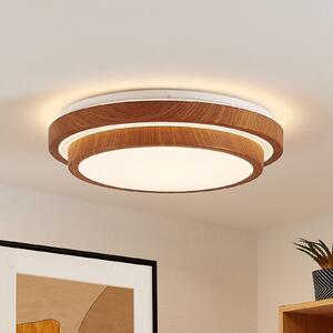 Lindby plafonieră LED Vaako, Ø 41 cm, metal, aspect lemn, Lemn, Studiu / Birou, Plastic, Modern