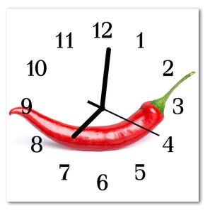 Ceas de perete din sticla pătrat Chilli Bucătărie Roșu