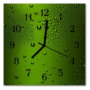 Ceas de perete din sticla pătrat Waterdrop Natura verde