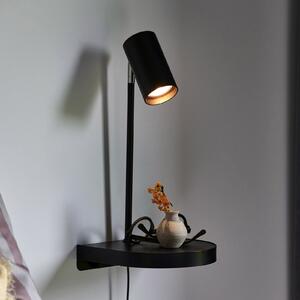 Aplică perete Cody, cu raft și port USB, negru