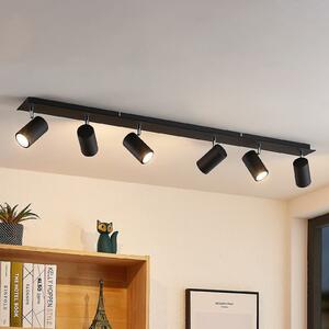 Lindby Spot de plafon Joffrey, 116 cm, negru, 6 becuri, GU10, reglabil, Negru, Camera de zi / sufragerie, Metal, Modern