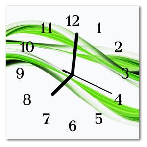 Ceas de perete din sticla pătrat Abstract Lines Art Green