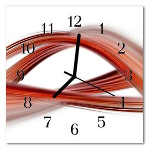 Ceas de perete din sticla pătrat Abstract Lines Art Red