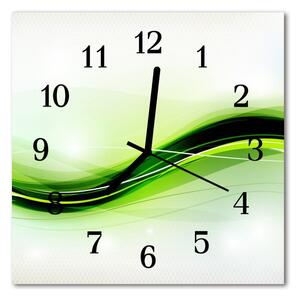 Ceas de perete din sticla pătrat Abstract Lines Art Green