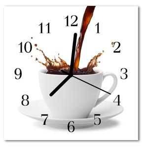 Ceas de perete din sticla pătrat Ibric de cafea Bucatarie Alb, Brun