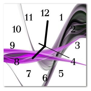 Ceas de perete din sticla pătrat Rezumat fum Art negru, violet