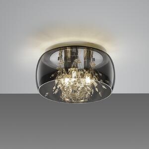 Trio Lighting Plafonieră Crystel din sticlă, cromată, Ø 34 cm, reglabil, Metalic, Camera de zi / sufragerie, Sticlă, Modern