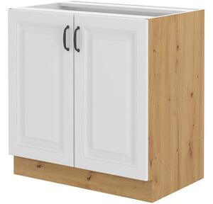 Dulap inferior de bucătărie sub chiuvetă Sheila 80 ZL 2F BB (Stejar artisan + Alb). 1032444