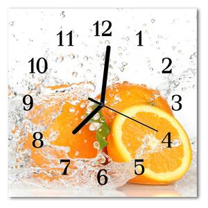 Ceas de perete din sticla pătrat Portocale Bucătărie Orange