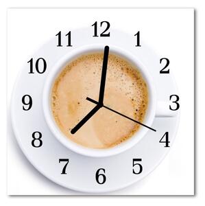 Ceas de perete din sticla pătrat Ibric de cafea Bucătărie bej, alb