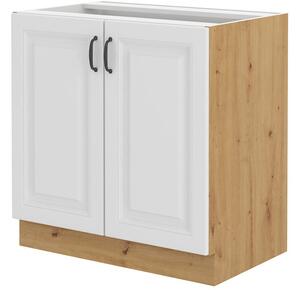 Dulap inferior de bucătărie Sheila 80 D 2F BB (Stejar artisan + Alb). 1032445