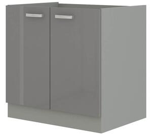 Dulap inferior de bucătărie sub chiuvetă Gonir 80 ZL 2F BB (gri + gri). 1032703
