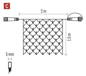 Instalație LED de Crăciun de exterior 160xLED/2x1,5m IP44 alb rece