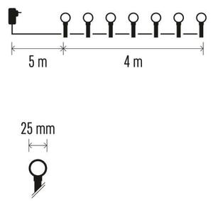 Ghirlandă LED pentru exterior, 40 LED, 9 m, IP44, alb rece
