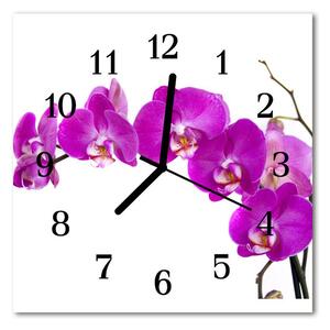 Ceas de perete din sticla pătrat Orchid Flori & Plante Purple
