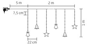 Ghirlandă LED de exterior, 186 LED, 7 m, IP44, alb rece