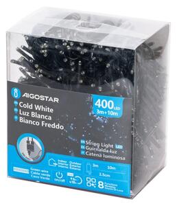 Aigostar - Ghirlandă LED pentru exterior, 400 LED-uri, 8 funcții, 13 m, IP44, alb rece