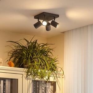 Lindby Spot de plafon Jorell, negru, 20 cm, 4 becuri., reglabil, Negru, Studiu / Birou, Metal, Modern