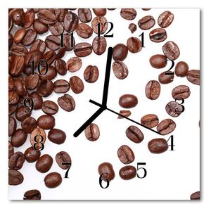 Ceas de perete din sticla pătrat Boabe de cafea Bucătărie Brun