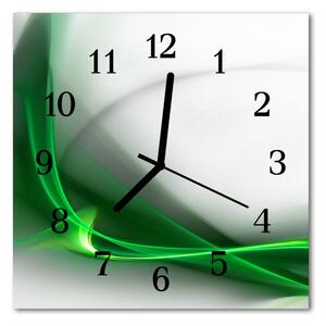 Ceas de perete din sticla pătrat Abstract Lines Art Green